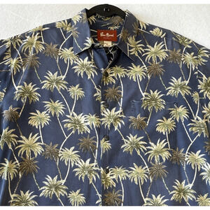 Pau Hana Mens XL Hawaiian Short Sleeve Button Up Shirt Palm Trees Pocket Aloha